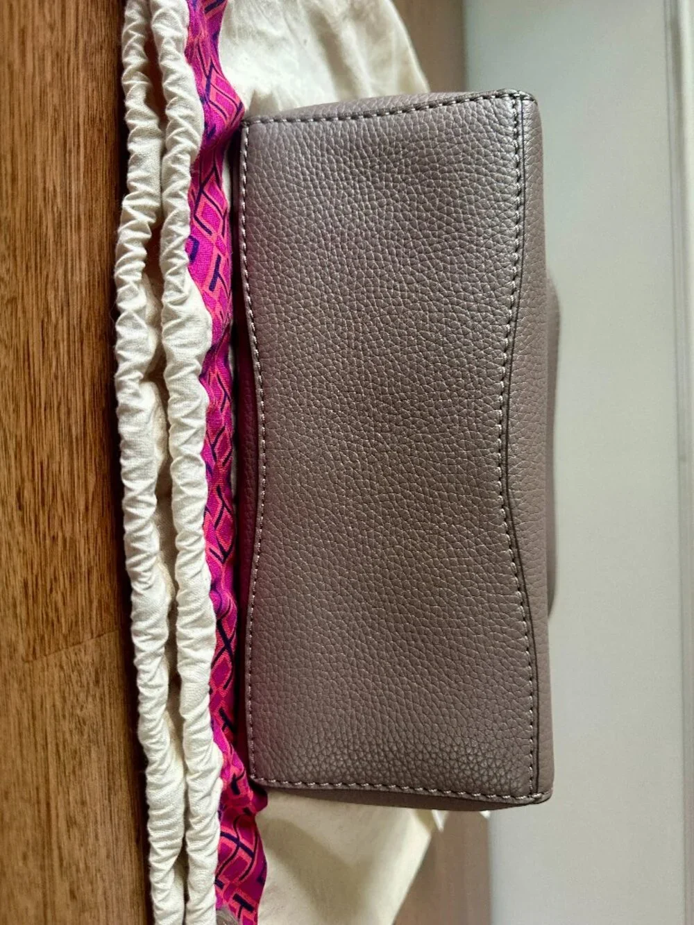 Tory Burch McGraw Hobo Bucket Back Silver Maple NWT
